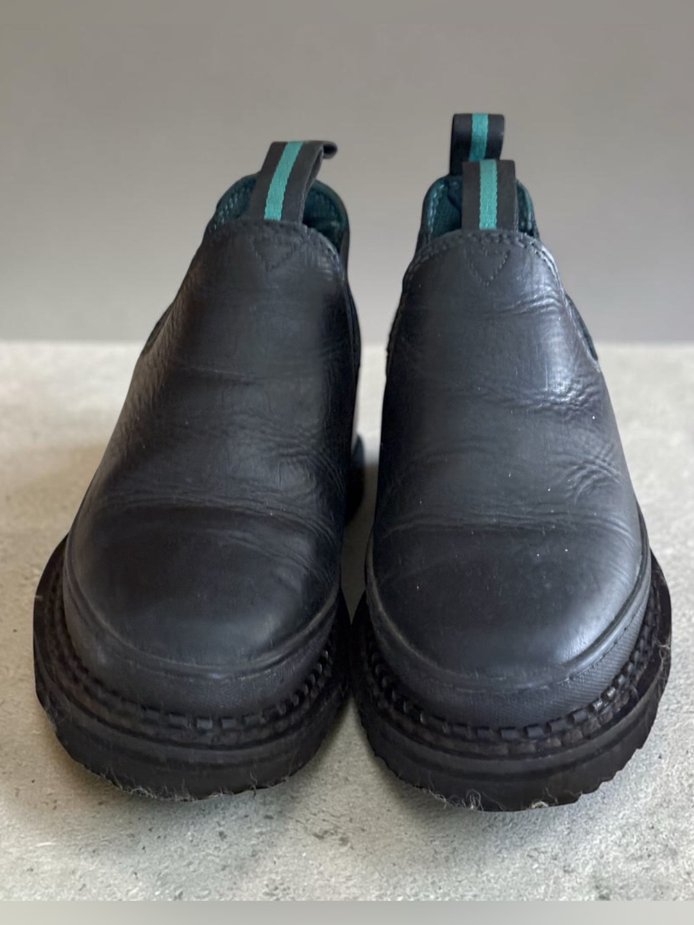 Georgia Boot Black Leather Slip-On Ankle Boots